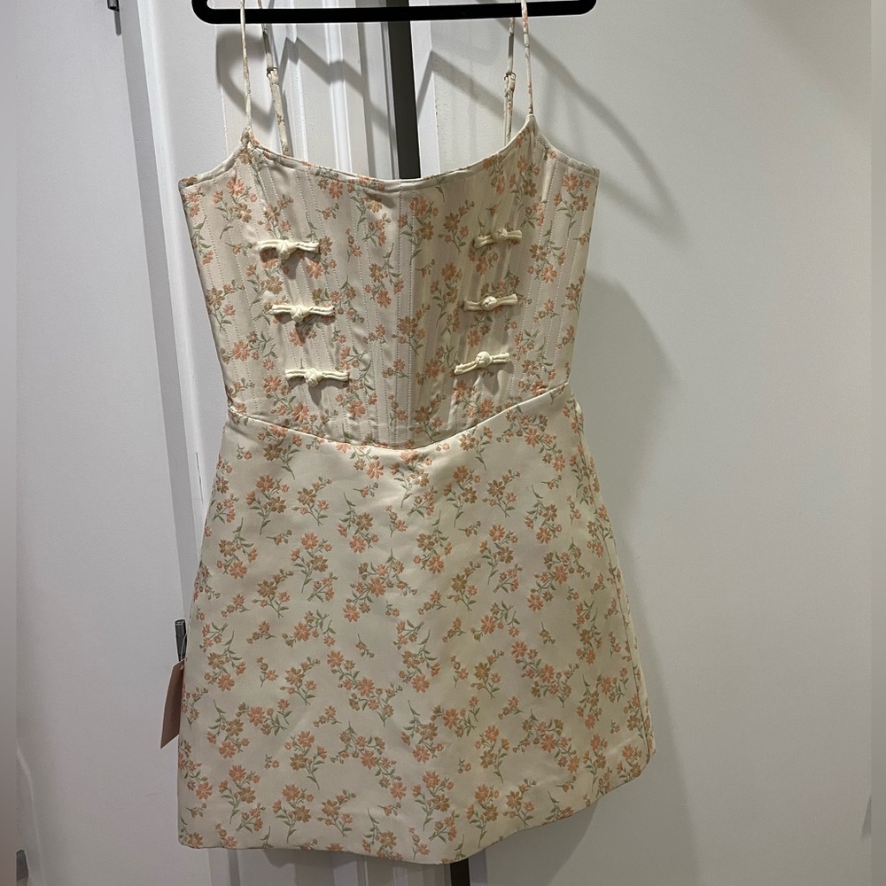 NWT Sau Lee Joey Dress in "Sand Multi" Size 4 - ivory floral mini corset dress - Picture 5 of 12
